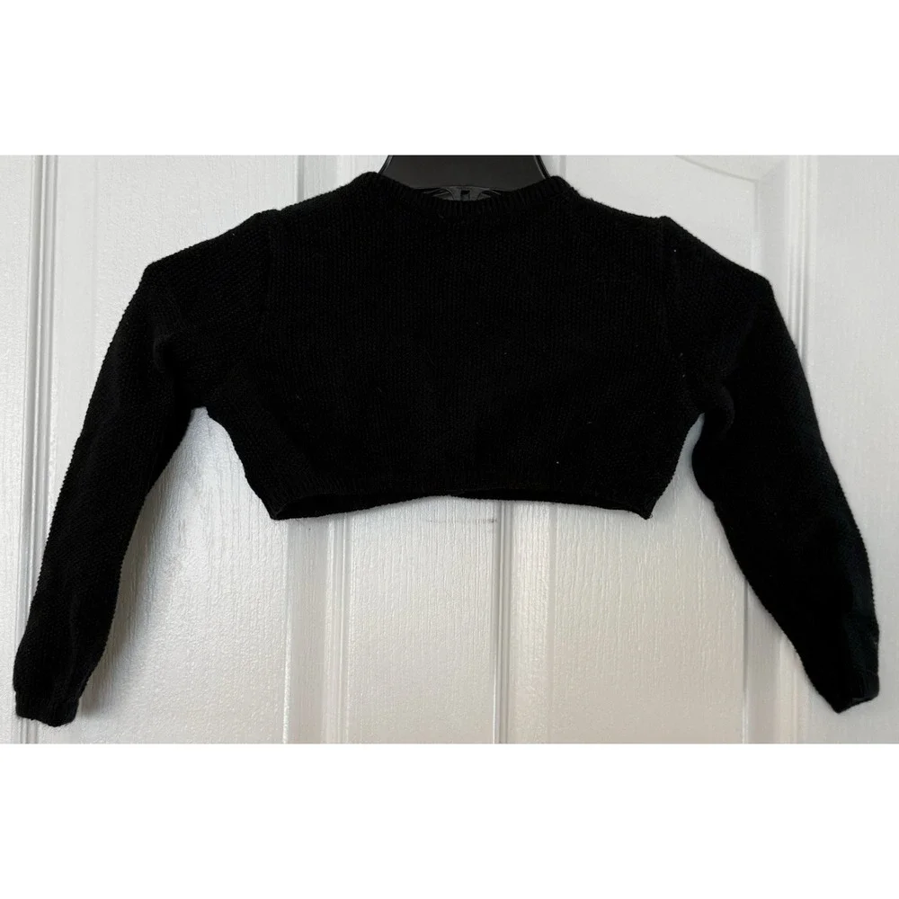 Vintage Girls sweater shrug cardigan rose appliqué size 5 Holiday Glam Christmas